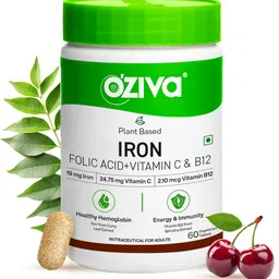 oziva Iron with Folic Acid | For Healthy Haemoglobin Levels | With Vitamin C & B12 image 1