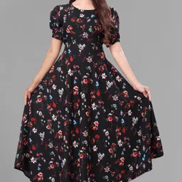 houseofcommon Women Maxi Black Ankle Length Dress-picture-23