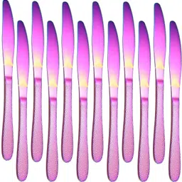 oicia Rainbow Dinner Knives, Kitchen Spreader Knife, Durable Butter Spreader Knife Stainless Steel Steak Knife Set-picture-13