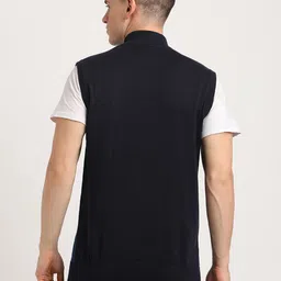 turtle Men Solid High Neck Blue Sweater image 2