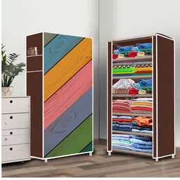 zenvexyo 6 Shelf Foldable Collapsible Wardrobe Storage Organizer Almirah Cloth Rack PP Collapsible Wardrobe-picture-12