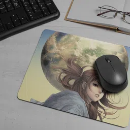 ARTOLIC Moon and girl Anime Mouse Pad for Office & Gaming Non-Slip 9x7.5 Non Slip Base Mousepad image 3