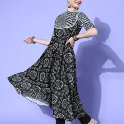 Inddus Bandhani Printed Kurta With Trousers & Dupatta image 4