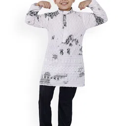 BAESD Boys Ethnic Motifs Embroidered Straight Thread Work Kurta with Pyjamas-picture-29