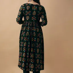 Anushansa Ethnic Motifs Printed Sequined Work A-line Kurta With Trouser And Dupatta image 4