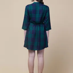 hive91 Women Shirt Green, Blue Knee Length Dress image 2