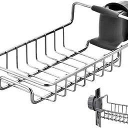 Stainless Steel Sink Caddy Organizer,Tap Organiser Clip Storage Rack Practical Home Kitchen Faucet Shelf Snap-on Faucet Rack Drain Rack with Towel Holder for Soap, Sponge Stainless Steel Wall Shelf-image-24
