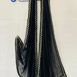 dhruvish Chiffon Self Design Black Women Dupatta-picture-20