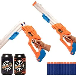 braintastic Double Barrel Super Shot Gun with Shells10 Soft Dart Bullet,2Targets Toy Guns & Darts-picture-10