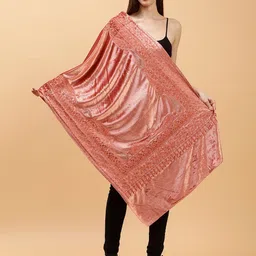 Moda Chales Paisley Embroidered Velvet Shawl-image-19