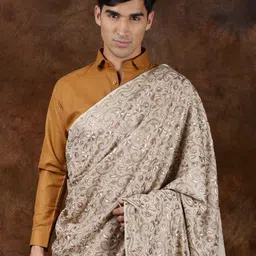 Exotic India Paisley Aari Embroidered Pure Woollen Shawl image 3