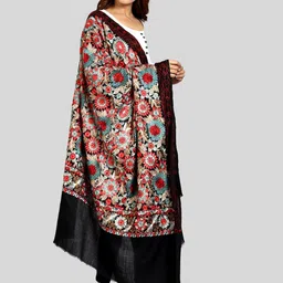 SWI Stylish Floral Embroidered Wool Shawl image 3