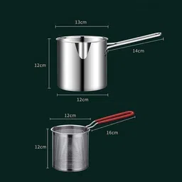 lootwagon Stainless Steel Deep Frying Pot with Long Handle Strainer Basket 1.2 L Electric Deep Fryer image 5