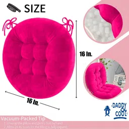 daddy cool Microfibre Cushion Pack of 2 Solid Round Velvet Cushion 16x16 Inch image 4