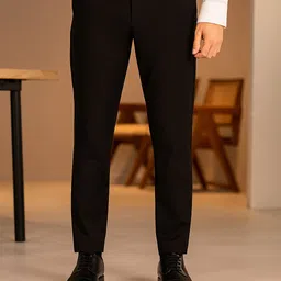 the revenant Men Slim Fit Black Cotton Blend Trousers image 1