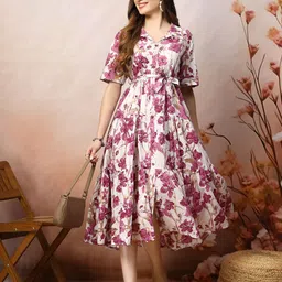 stylum Women Fit and Flare Pink Midi/Calf Length Dress image 4