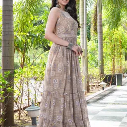 odd by chansi trendz Printed Georgette Stitched Flared/A-line Gown image 3