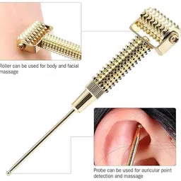 GMAcu Acupressure Beauty Gold Collagen Roller Skin Care Massager For Face & Neck Stimulates Muscles, Helps In Collagen Boosting Massager image 4