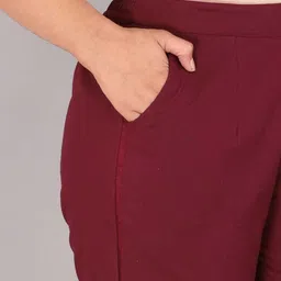 dhananadham Women Regular Fit Maroon Pure Cotton Pant Palazo Women Pyjama image 4