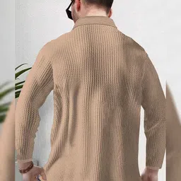 metronaut Self Design Men Polo Neck Cotton Blend Brown T-Shirt image 2