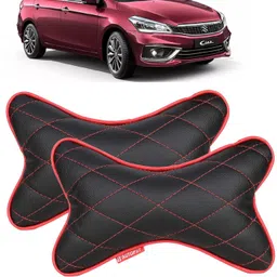 autofit Black, Red Leather Car Pillow Cushion for Maruti Suzuki image 1