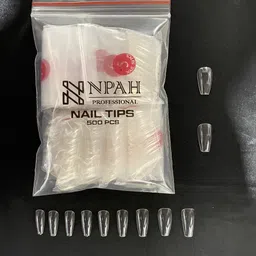 npah 500PC Transparent Acrylic False Nails Set Nail Tip with Full Cover Press on Nail image 3