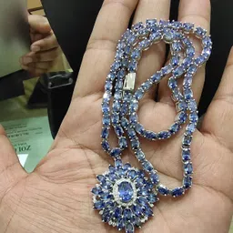 jalash Tanzanite Fancy Womens Pendant Necklace Party Set in 925 Sterling Silver Sterling Silver Tanzanite Sterling Silver Pendant Set image 4