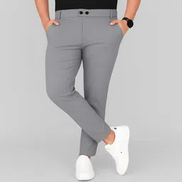 metronaut Regular Fit Men Grey Lycra Blend Trousers-picture-19