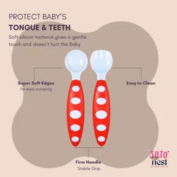 toto nest Gentle Bite Baby Spoon Set - Feeding Spoon and Fork - BPA Free, Soft PP - Food Grade Plastic image 3