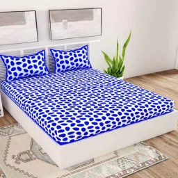 Yellow Abstract 120 TC Cotton Queen Sized Bedsheet with 2 Pillow Cover-image-89