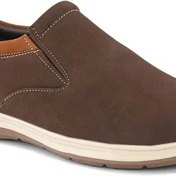 HERE&NOW Brown Flexible Leather Moccassins Casuals For Men image 3