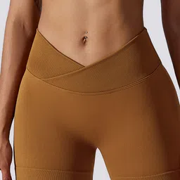 lulu & sky Solid Women Brown Running Shorts image 3