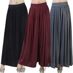 zariya enterprises Pack of 3 Women Flared Black, Maroon, Grey Lycra Blend Trousers-picture-17