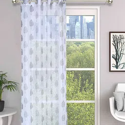 the conversion Grey Tissue Semisheer 5 Feet Eyelet Curtain (Set of 2) image 2