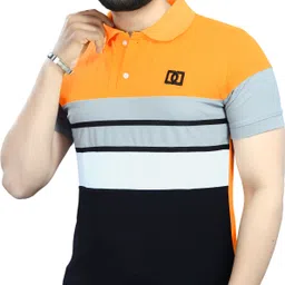 dyrectdeals Men Colorblock Polo Neck Polycotton Yellow T-Shirt-picture-10