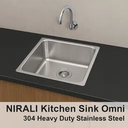 nirali Kitchen Sink Omni 16" x 16" Inch 304 Stainless Steel | Single bowl Sink Round Coupling | Rust & Stain Resistant | Minimizes Sound Vessel Sink-picture-10