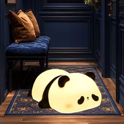 finaro Rechargeable Sleeping Panda Night Light, Touch Silicone Lamp Gift for Kids E77 Night Lamp image 1