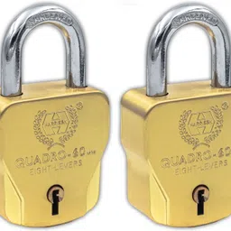 5563 Quadra 60mm Lock | S.S | Gold | 4 Keys | Lock and Key | Door Lock | 2 Pcs Padlock-image-5