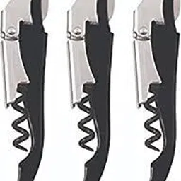 looktook ® 3 in 1 Wine Cork Opener Pack of 3 Professional Corkscrew for Waiters to Steel Wine Bottle Opener Foil Cutter Bottle Opener-picture-12
