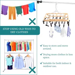 ecom home Space Saving Travel & Durable Plastic Cloth Drying Hanger Rack (32 Clips) Plastic Tie Hanger For Tie image 3