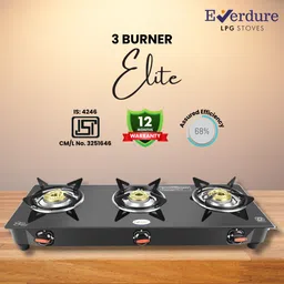everdure 3 Burner Elite Plus | Cast Iron Burner | Toughened Glass Manual Gas Stove-picture-20