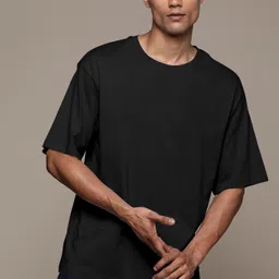 heartees Men Graphic Print Round Neck Cotton Blend Black T-Shirt image 2