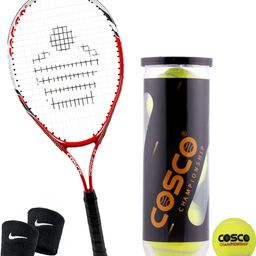 cosco Junior Size, Aluminium Tennis Racket (25 Inches) With Tennis Ball Pair Wrist Band Multicolor Strung Tennis Racquet-picture-35