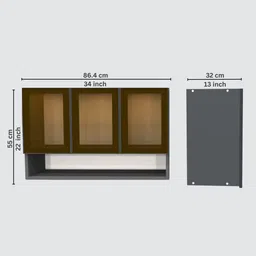 specialitypanels Aluminium Black Profile 3 Brown Tinted Glass handless shutter with Space Organizer in Slate Grey Finish image 2
