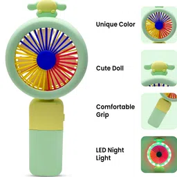 Felinar1 Mini Hand Fan with LED Light | Colorful USB Fan for Kids & Travel FL_227 Rechargeable Fan, USB Air Cooler, USB Fan image 3