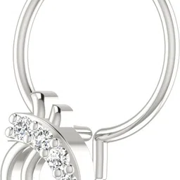 avsar Ira 14kt Cubic Zirconia White Gold Nose Wire image 2