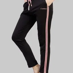 clothina Women Striped Black Track Pants-picture-30