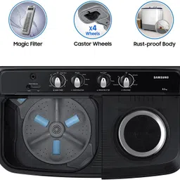 samsung 8.5 kg Semi Automatic Top Load Black image 3