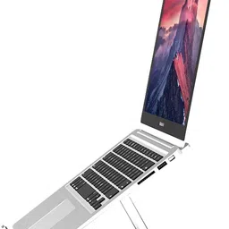 JIBON Triangular Support Prevent Laptop from Overheating Aluminium Floor and Desk Stand Rotatable Laptop Stand with Adjustable Height Compatible with Universal Laptops-picture-18