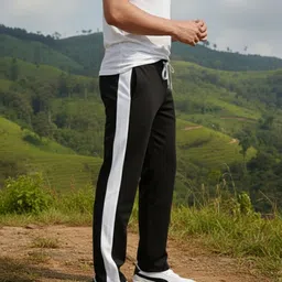 indiclub Men Self Design Black, White Track Pants image 3